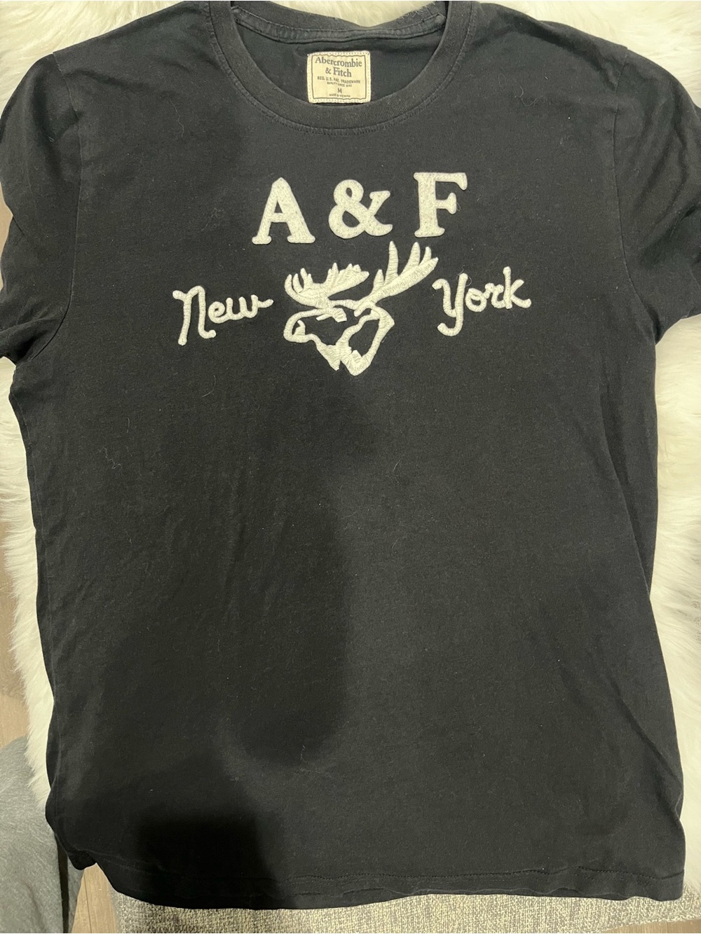 Vintage Abercrombie & Fitch Black Tee with White A&F Moose Logo